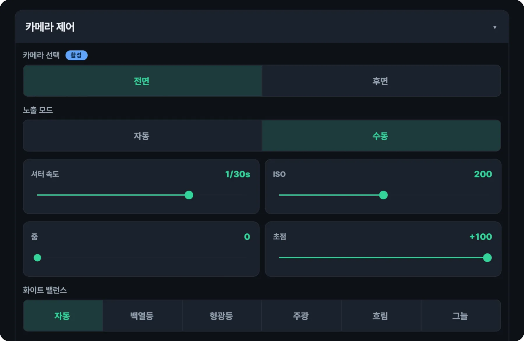디지털 줌 설정 화면