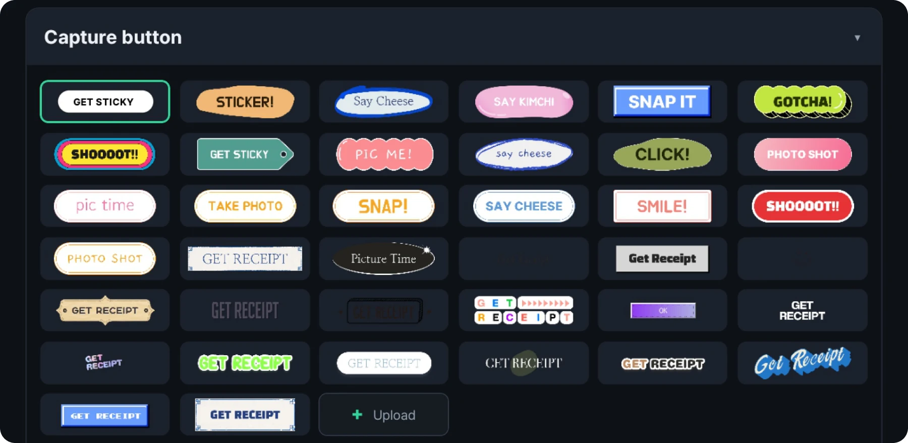 Shutter button placement and wording settings