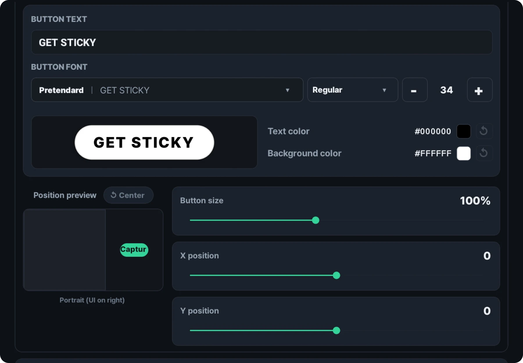 Button size and position adjustment