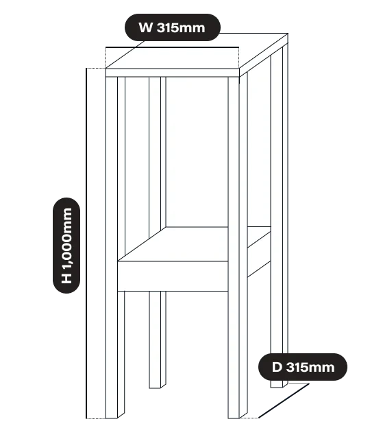 PRO+ 전용스탠드 치수 다이어그램 — W315 x D315 x H1,000mm
